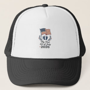 My First 4th of July 2026 Baby Vintage Patriotic S Trucker Hat