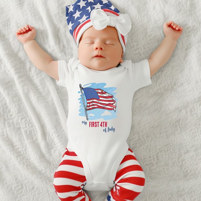 My First 4th Of July American Flag Patriotic Baby Bodysuit (My First 4th Of July American Flag Patriotic Baby Bodysuit)