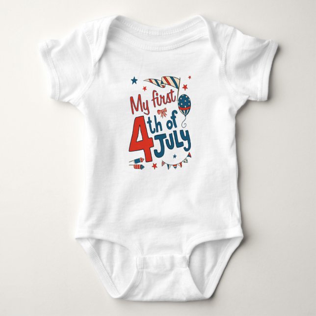 My first 4th of July Baby Bodysuit (Front)