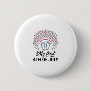My First 4th of July Baby Feet Patriotic Shirt Des 6 Cm Round Badge