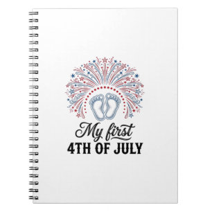 My First 4th of July Baby Feet Patriotic Shirt Des Notebook