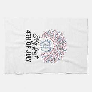 My First 4th of July Baby Feet Patriotic Shirt Des Tea Towel
