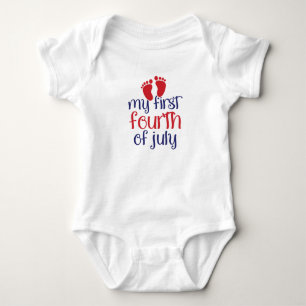 My First 4th of July Cute Baby Footprints Bodysuit