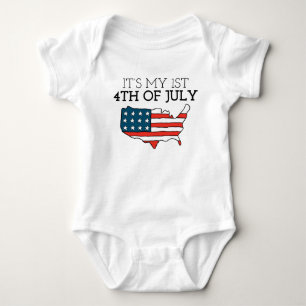 My First 4th of July My 1st 4th of July 4th of Jul Baby Bodysuit