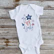 My First 4th of July - Name Baby Bodysuit