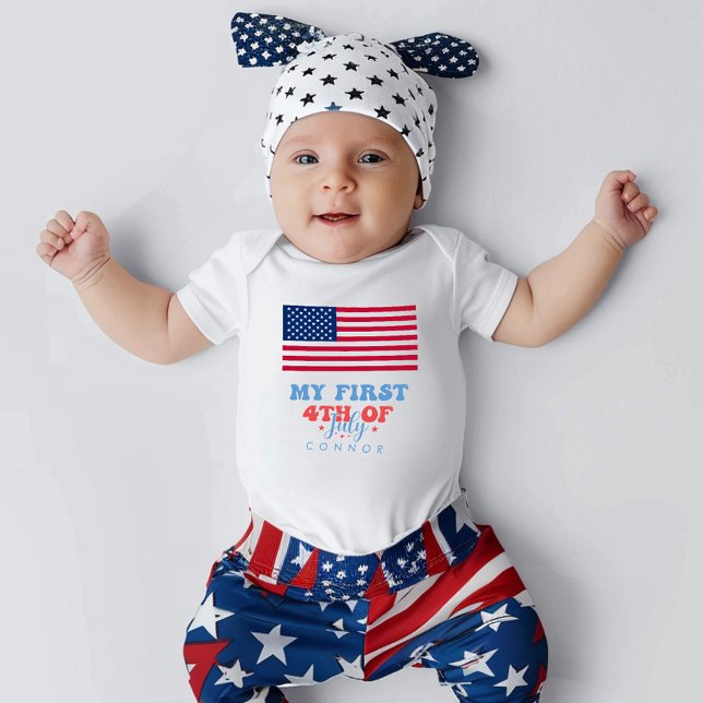 My First 4th Of July Patriotic Stars And Stripes Baby Bodysuit (My First 4th Of July Patriotic Stars And Stripes Baby Bodysuit)
