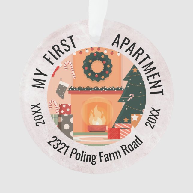 My First Apartment 2023 Custom Address Ornament (Front)