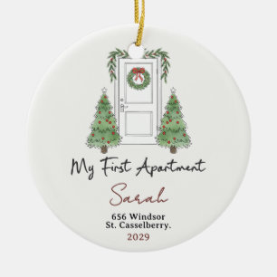 My First Apartment Custom Name & Address Ceramic Ornament