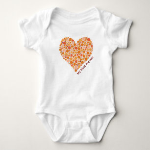 My First Autumn Pumpkin Heart Fall Leaves Colours Baby Bodysuit
