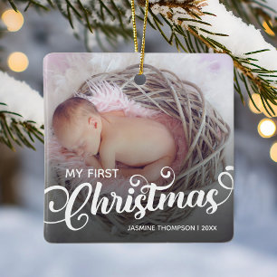 My First Baby Christmas Photo Ceramic Ornament