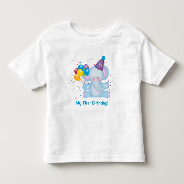 My First Birthday Baby Elephant  Baby T-Shirt (Front)