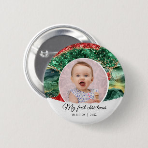 My first birthday christmas  6 cm round badge