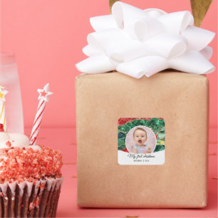 My first birthday christmas square sticker