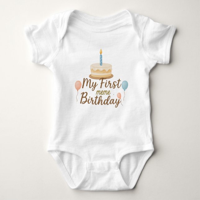 My First Birthday Custom Baby Bodysuit (Front)