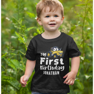 My First Birthday Cute Tractor Boy Baby T-Shirt