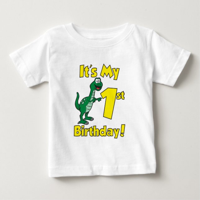 My First Birthday Dinosaur Baby T-Shirt (Front)