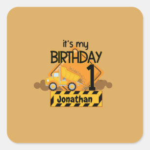 My First Birthday Dump Truck Trash Truck Star Stic Square Sticker