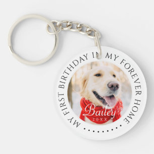 My First Birthday Forever Home Modern Pet Photo Key Ring