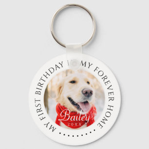 My First Birthday Forever Home Modern Pet Photo Key Ring