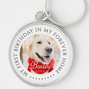 My First Birthday Forever Home Modern Pet Photo Key Ring