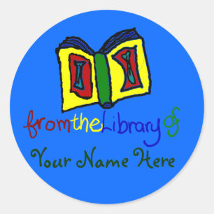 My First Bookplate - Blue Classic Round Sticker