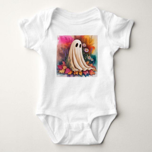 My First Bootiful Halloween Ghost, Halloween Ghost Baby Bodysuit (Front)