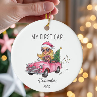 My First Car Personalised Name & Year Ceramic Ornament