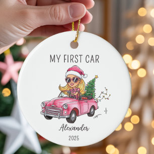 My First Car Personalized Name & Year Ceramic Ornament