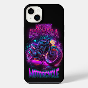 My first car was a motorcycle   bike neon iPhone 14 plus case