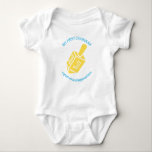 "My First Chanukah" Blue Text Baby Bodysuit<br><div class="desc">Celebrate your own little miracle's first Hanukkah with this charming "Baby's First Chanukah" dreidel design.</div>