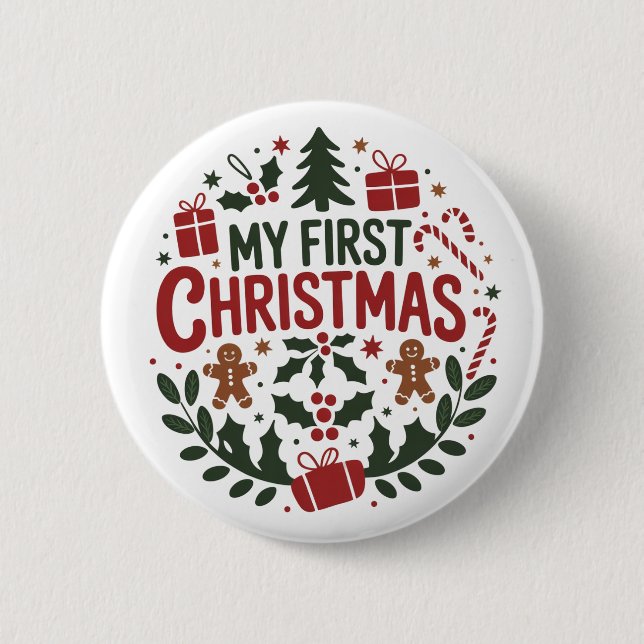 My First Christmas 1st Xmas Family Matching Baby  6 Cm Round Badge (Front)
