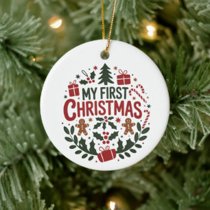 My First Christmas 1st Xmas Family Matching Baby  Ceramic Ornament