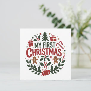 My First Christmas 1st Xmas Family Matching Baby Holiday Card