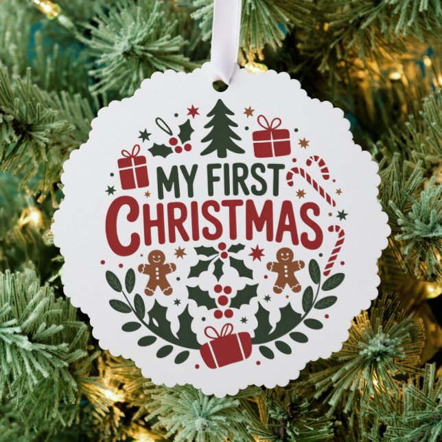My First Christmas 1st Xmas Family Matching Baby  Tree Decoration Card (Insitu (Tree))