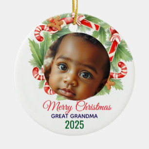 My First Christmas 2025: Personalised Photo  Ceramic Ornament