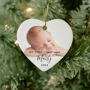 My First Christmas 2 Baby Photo Elegant Ceramic Ornament
