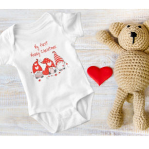 My First Christmas 3 Cute Gnomes Baby Bodysuit