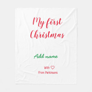 My first Christmas add name family name with love  Fleece Blanket