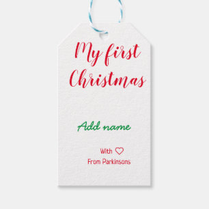 My first Christmas add name family name with love  Gift Tags