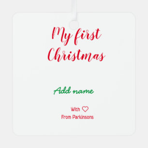 My first Christmas add name family name with love Metal Tree Decoration