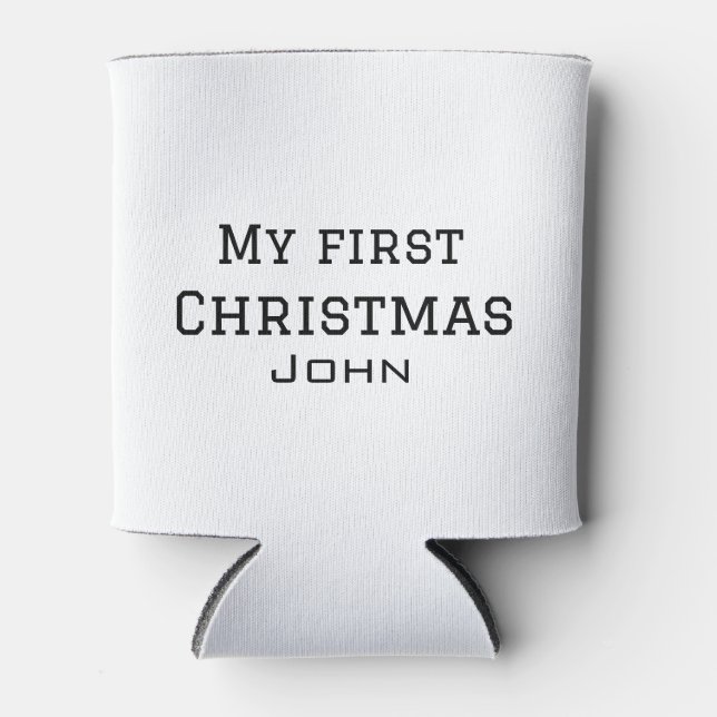 My first Christmas add name masculine men text sim Can Cooler (Front)