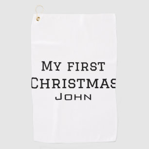 My first Christmas add name masculine men text sim Golf Towel