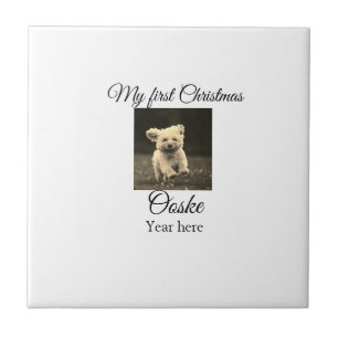 My first Christmas add pet name date year photo Ceramic Tile