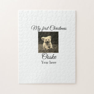 My first Christmas add pet name date year photo Jigsaw Puzzle