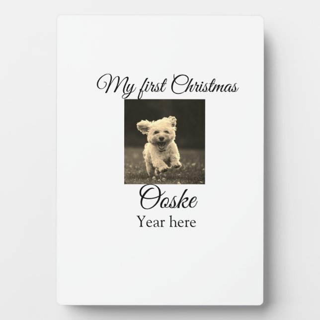 My first Christmas add pet name date year photo  Plaque (Front)