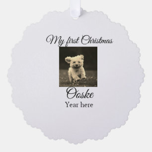 My first Christmas add pet name date year photo  Tree Decoration Card