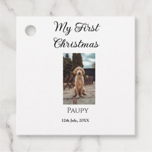 My first Christmas add pet name dog cat year photo Favour Tags
