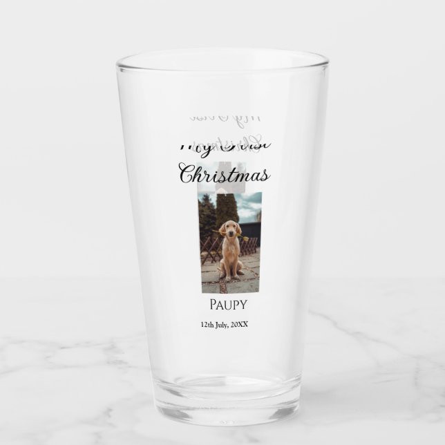 My first Christmas add pet name dog cat year photo Glass (Front)