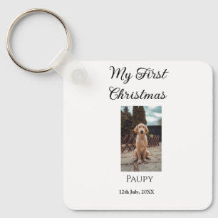 My first Christmas add pet name dog cat year photo Key Ring