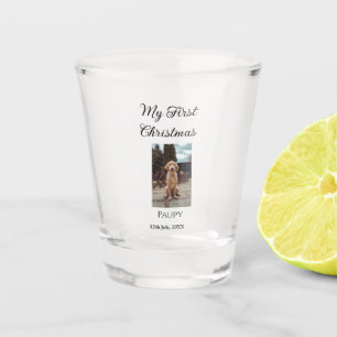 My first Christmas add pet name dog cat year photo Shot Glass
